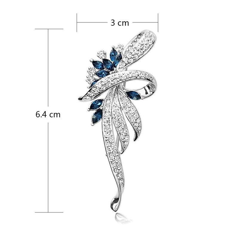Merdia Created Crystal Brooch & Pins for Women | Vintage Brooches & Hat Pins, 2.5 Inches Blue - Image 5